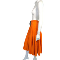 Fendi Roma Orange Pleated Drawstring Midi Skirt IT 40