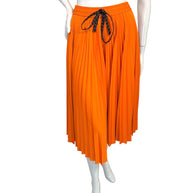 Fendi Roma Orange Pleated Drawstring Midi Skirt IT 40