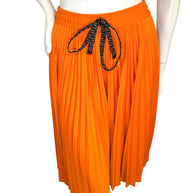 Fendi Roma Orange Pleated Drawstring Midi Skirt IT 40
