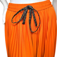 Fendi Roma Orange Pleated Drawstring Midi Skirt IT 40