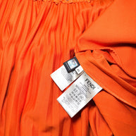 Fendi Roma Orange Pleated Drawstring Midi Skirt IT 40