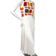 Chloe SS2022 Leather Patchwork Silk Maxi Dress FR36