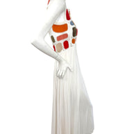 Chloe SS2022 Leather Patchwork Silk Maxi Dress FR36