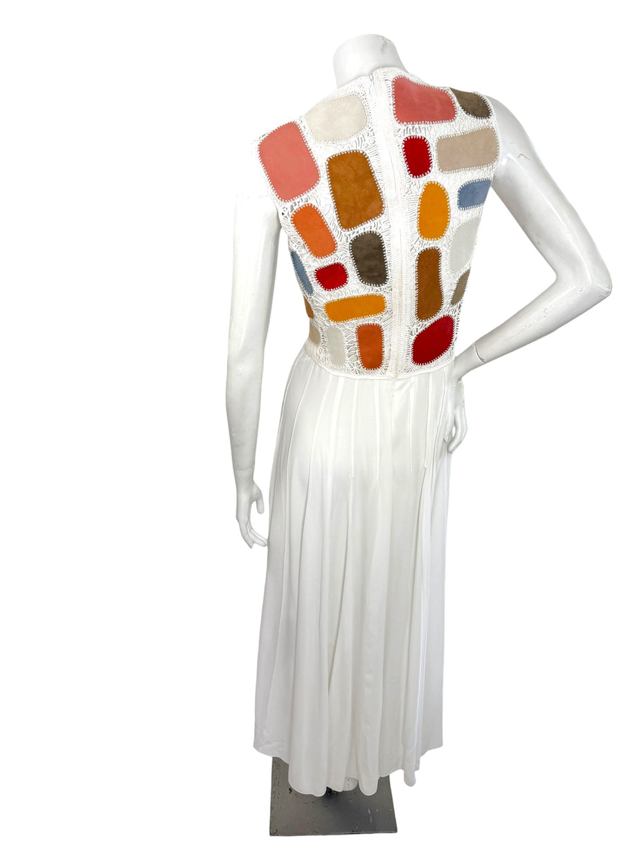 Chloe SS2022 Leather Patchwork Silk Maxi Dress FR36