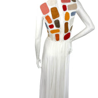 Chloe SS2022 Leather Patchwork Silk Maxi Dress FR36