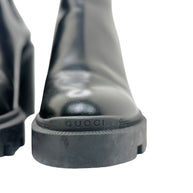 Gucci Crystal GG Embellished Chelsea Boots Black Leather EU 37