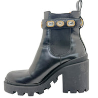 Gucci Crystal GG Embellished Chelsea Boots Black Leather EU 37