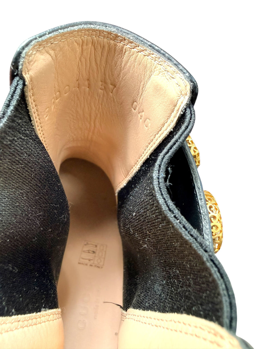 Gucci Crystal GG Embellished Chelsea Boots Black Leather EU 37