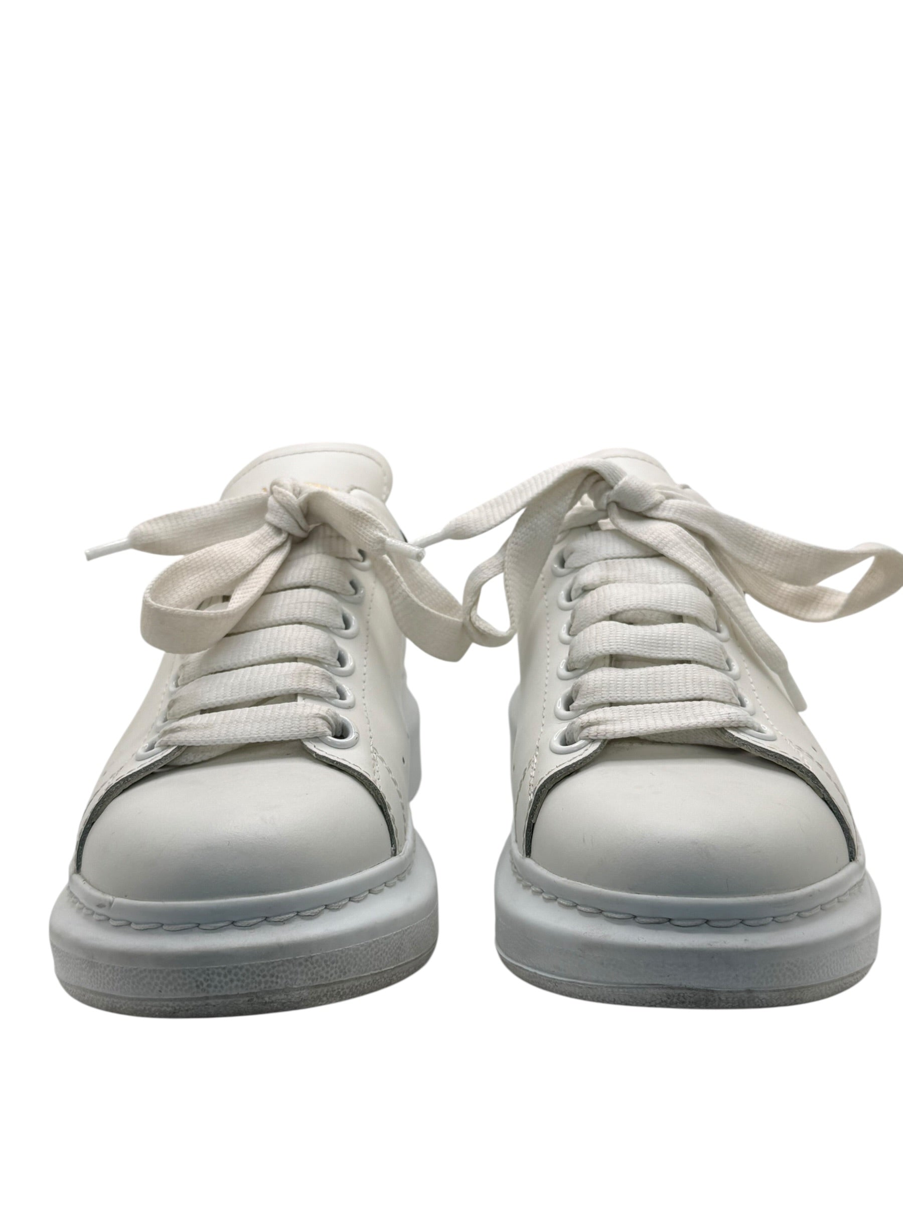 Alexander McQueen Oversized Sneakers White Black Suede Heel EU 37