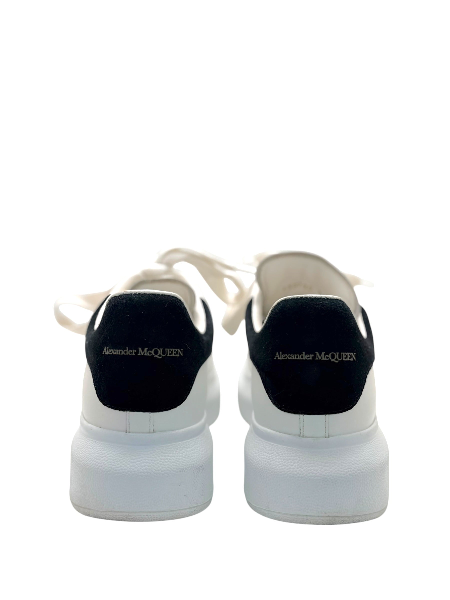 Alexander McQueen Oversized Sneakers White Black Suede Heel EU 37