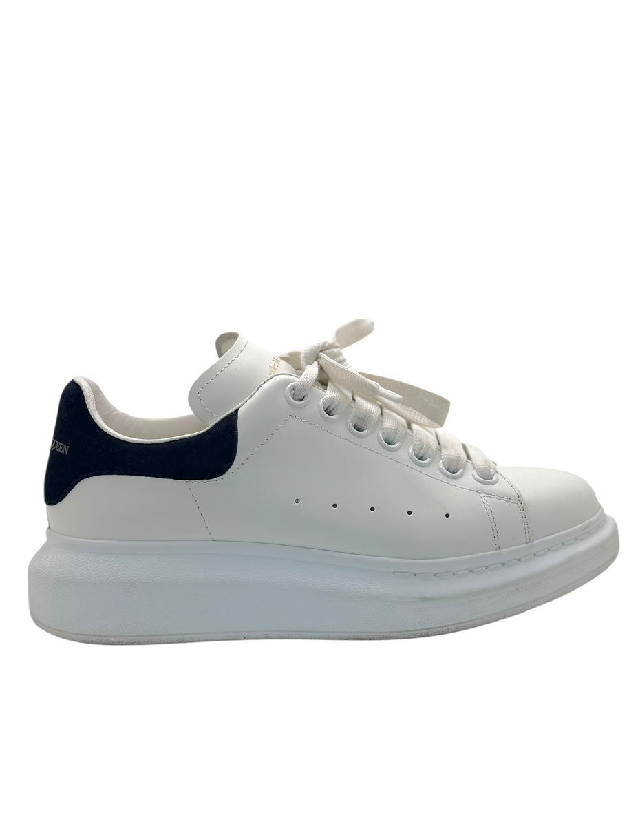 Alexander McQueen Oversized Sneakers White Black Suede Heel EU 37