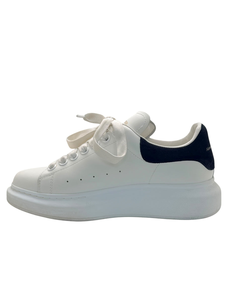 Alexander McQueen Oversized Sneakers White Black Suede Heel EU 37