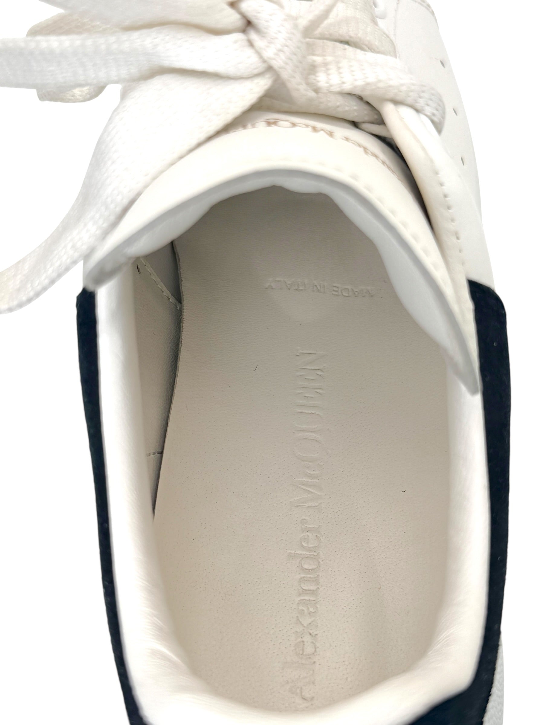 Alexander McQueen Oversized Sneakers White Black Suede Heel EU 37
