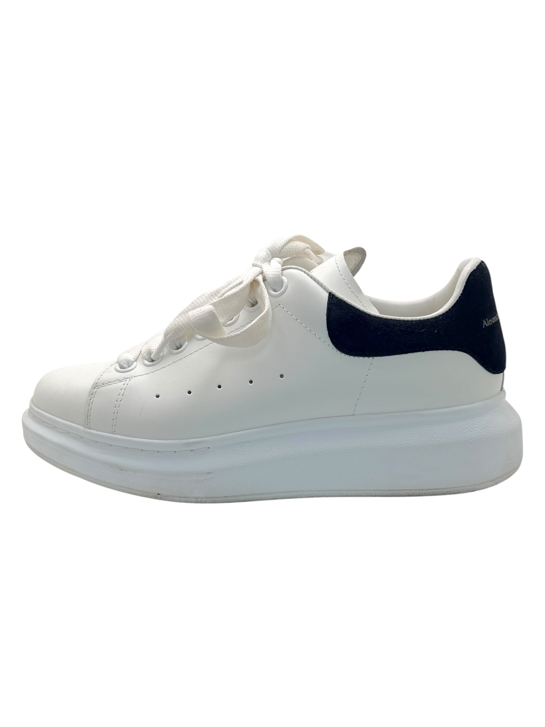 Alexander McQueen Oversized Sneakers White Black Suede Heel EU 37