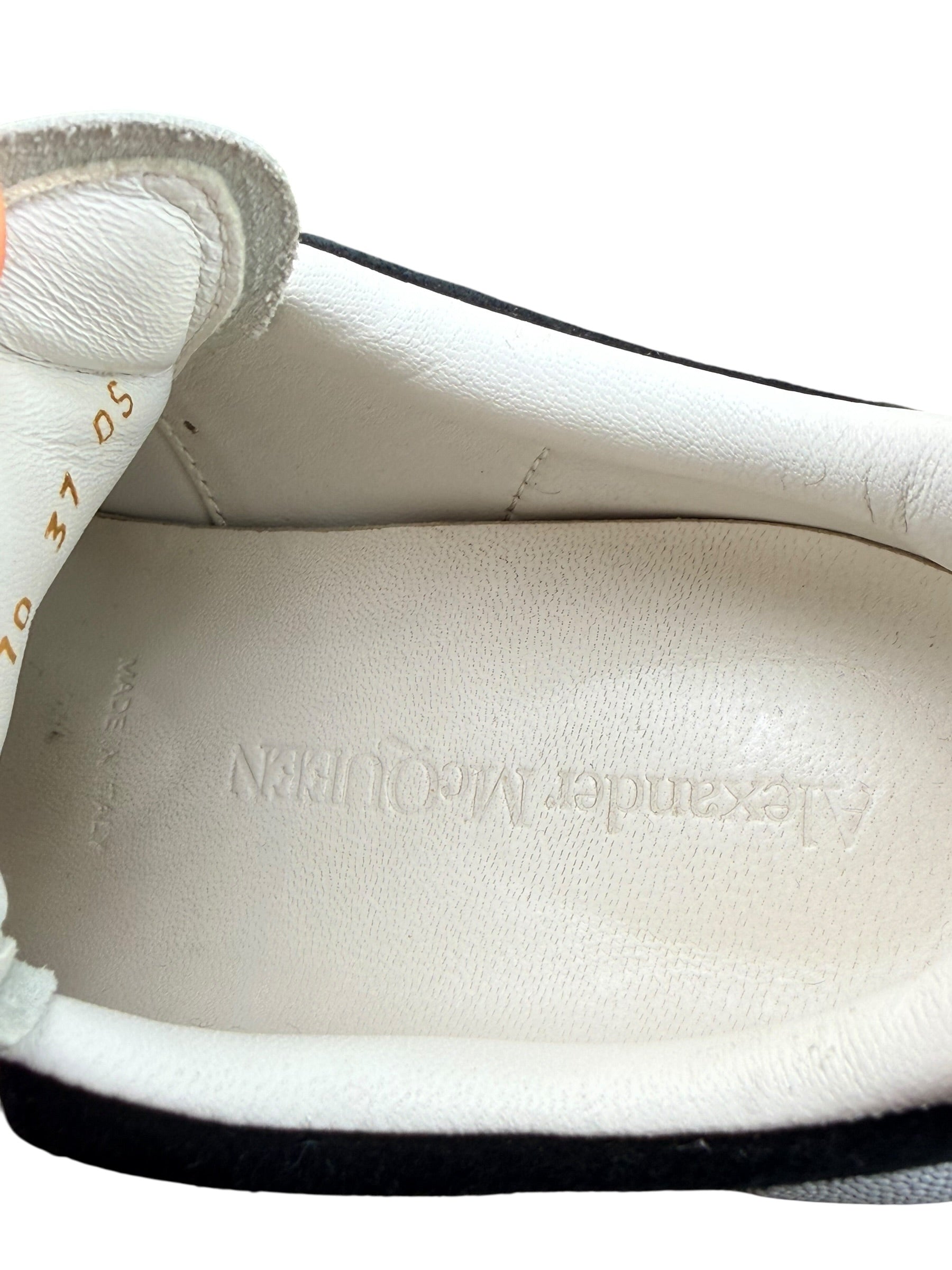 Alexander McQueen Oversized Sneakers White Black Suede Heel EU 37