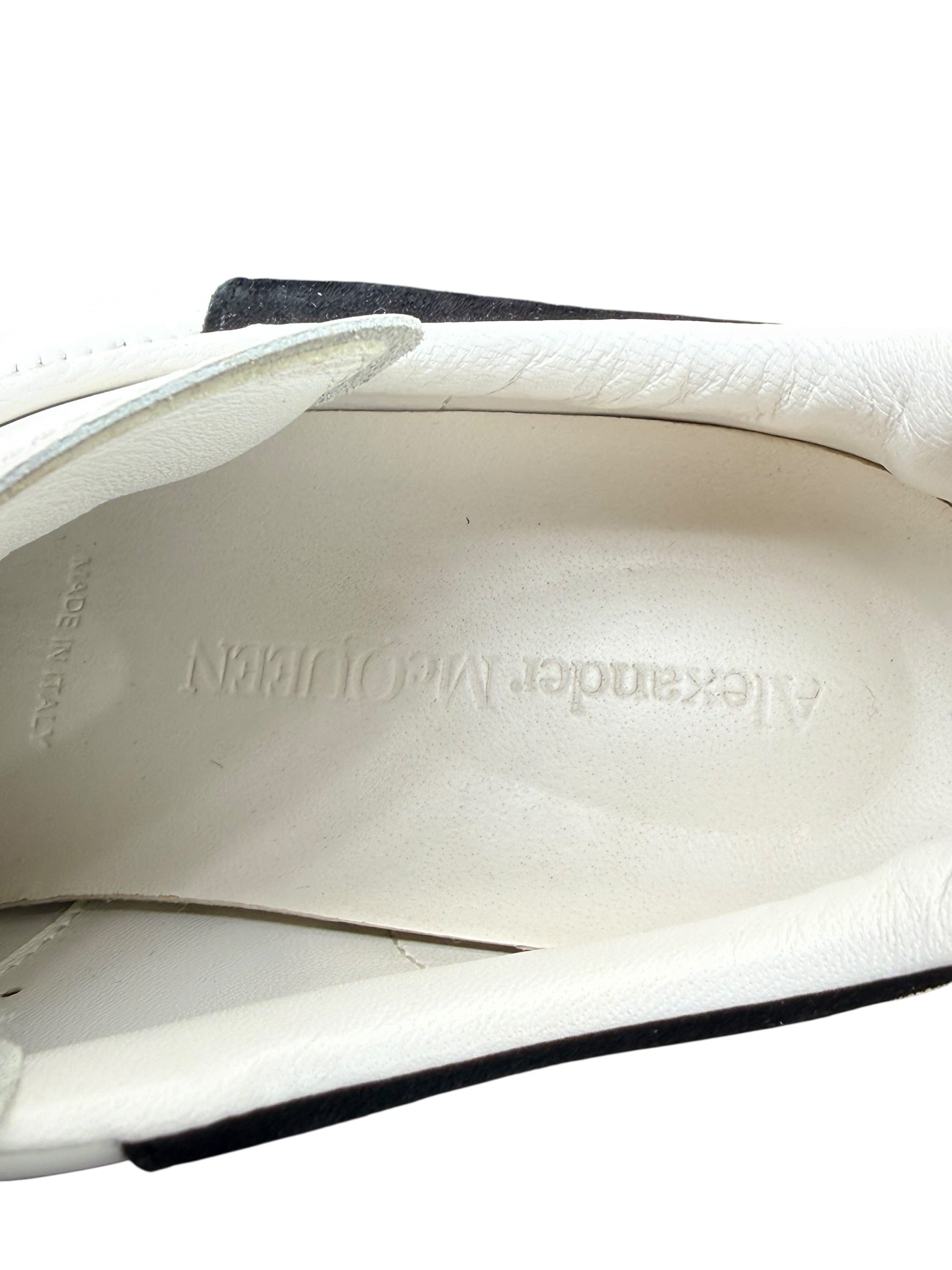 Alexander McQueen Oversized Sneakers White Black Suede Heel EU 37