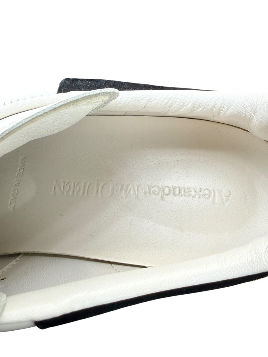 Alexander McQueen Oversized Sneakers White Black Suede Heel EU 37