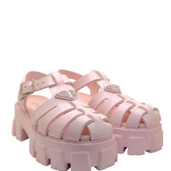 Prada Monolith Pink Rubber Cage Platform Sandals IT 37
