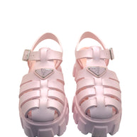 Prada Monolith Pink Rubber Cage Platform Sandals IT 37