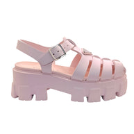 Prada Monolith Pink Rubber Cage Platform Sandals IT 37