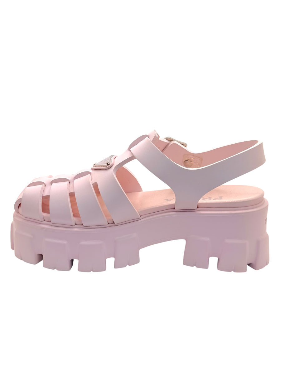 Prada Monolith Pink Rubber Cage Platform Sandals IT 37