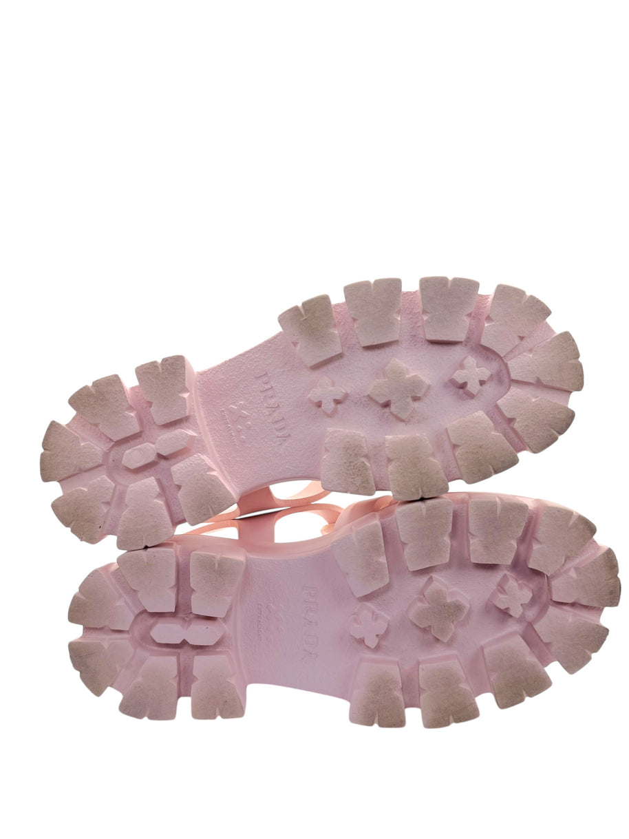Prada Monolith Pink Rubber Cage Platform Sandals IT 37