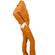Miu Miu Cognac Leather Jacket and Pants Set IT44 Y2K Italy