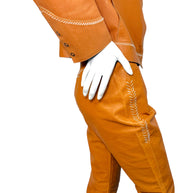 Miu Miu Cognac Leather Jacket and Pants Set IT44 Y2K Italy