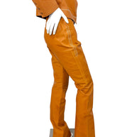 Miu Miu Cognac Leather Jacket and Pants Set IT44 Y2K Italy