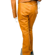 Miu Miu Cognac Leather Jacket and Pants Set IT44 Y2K Italy