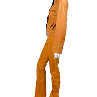 Miu Miu Cognac Leather Jacket and Pants Set IT44 Y2K Italy