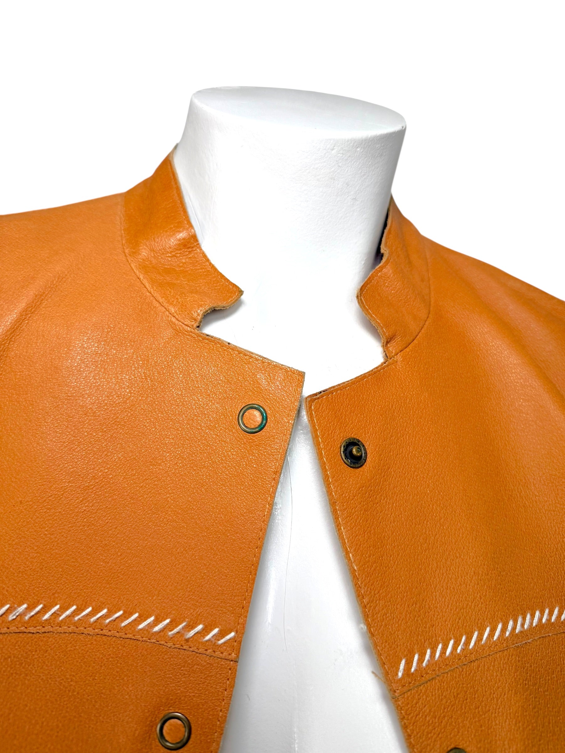 Miu Miu Cognac Leather Jacket and Pants Set IT44 Y2K Italy