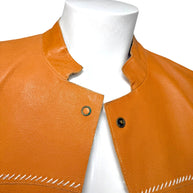 Miu Miu Cognac Leather Jacket and Pants Set IT44 Y2K Italy