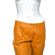 Miu Miu Cognac Leather Jacket and Pants Set IT44 Y2K Italy