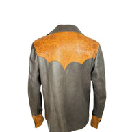 Gucci Leather Western Shirt Brown Tooled Leather Size 56