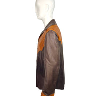 Gucci Leather Western Shirt Brown Tooled Leather Size 56