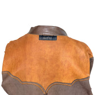 Gucci Leather Western Shirt Brown Tooled Leather Size 56