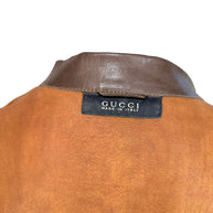 Gucci Leather Western Shirt Brown Tooled Leather Size 56