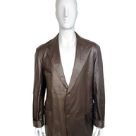 Vintage Donna Karan Leather Jacket XL Brown Made in Italy