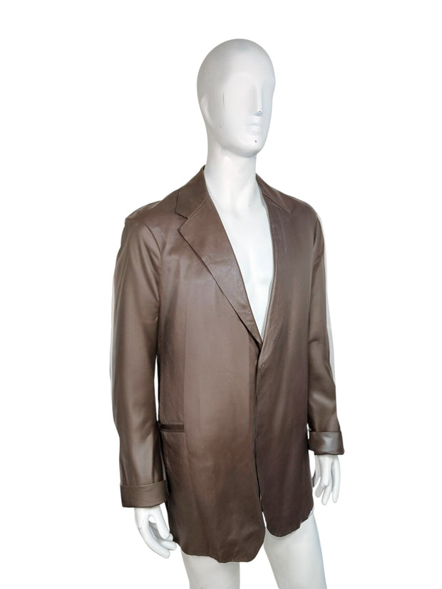 Vintage Donna Karan Leather Jacket XL Brown Made in Italy