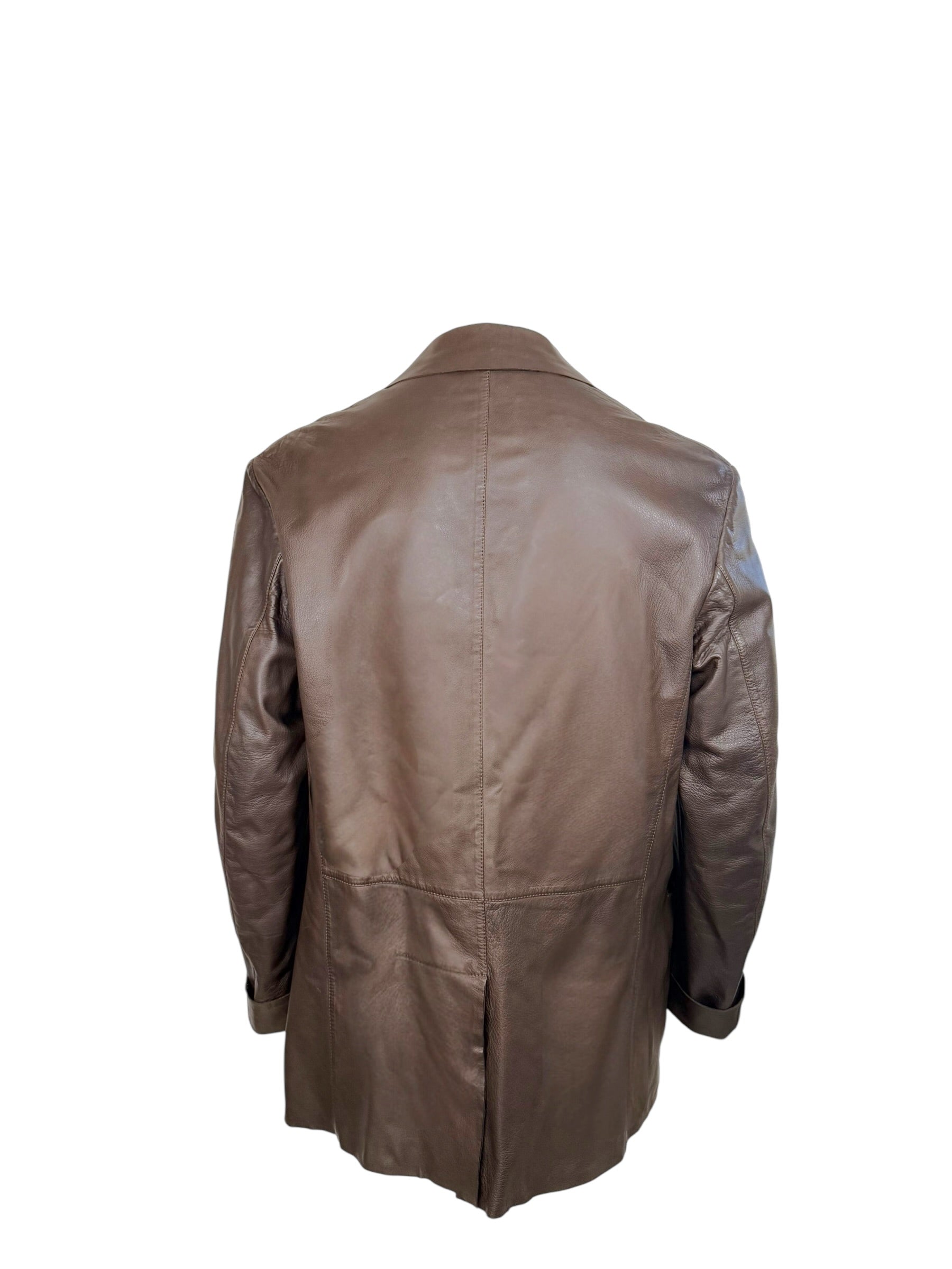 Vintage Donna Karan Leather Jacket XL Brown Made in Italy