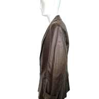 Vintage Donna Karan Leather Jacket XL Brown Made in Italy