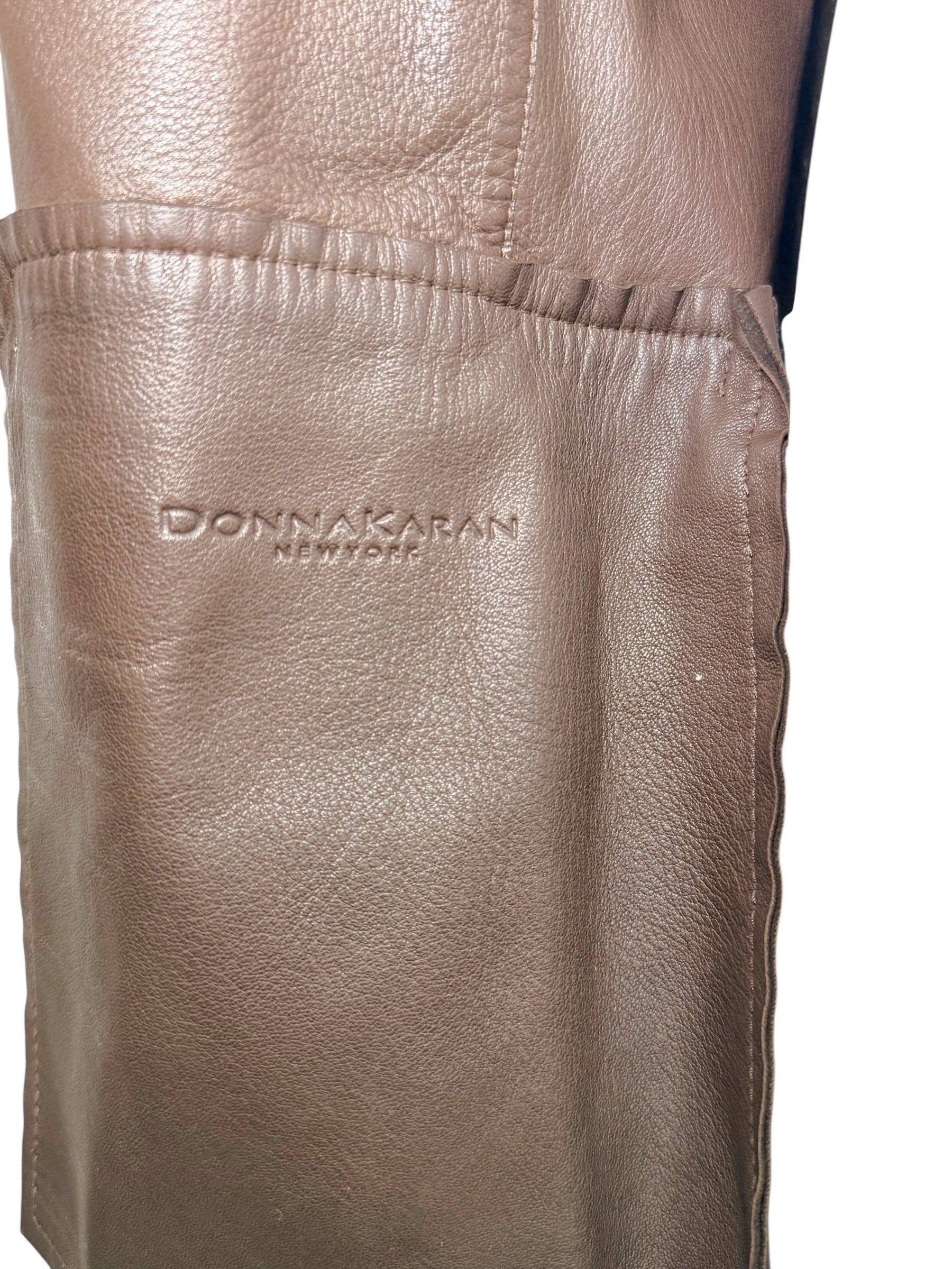 Vintage Donna Karan Leather Jacket XL Brown Made in Italy