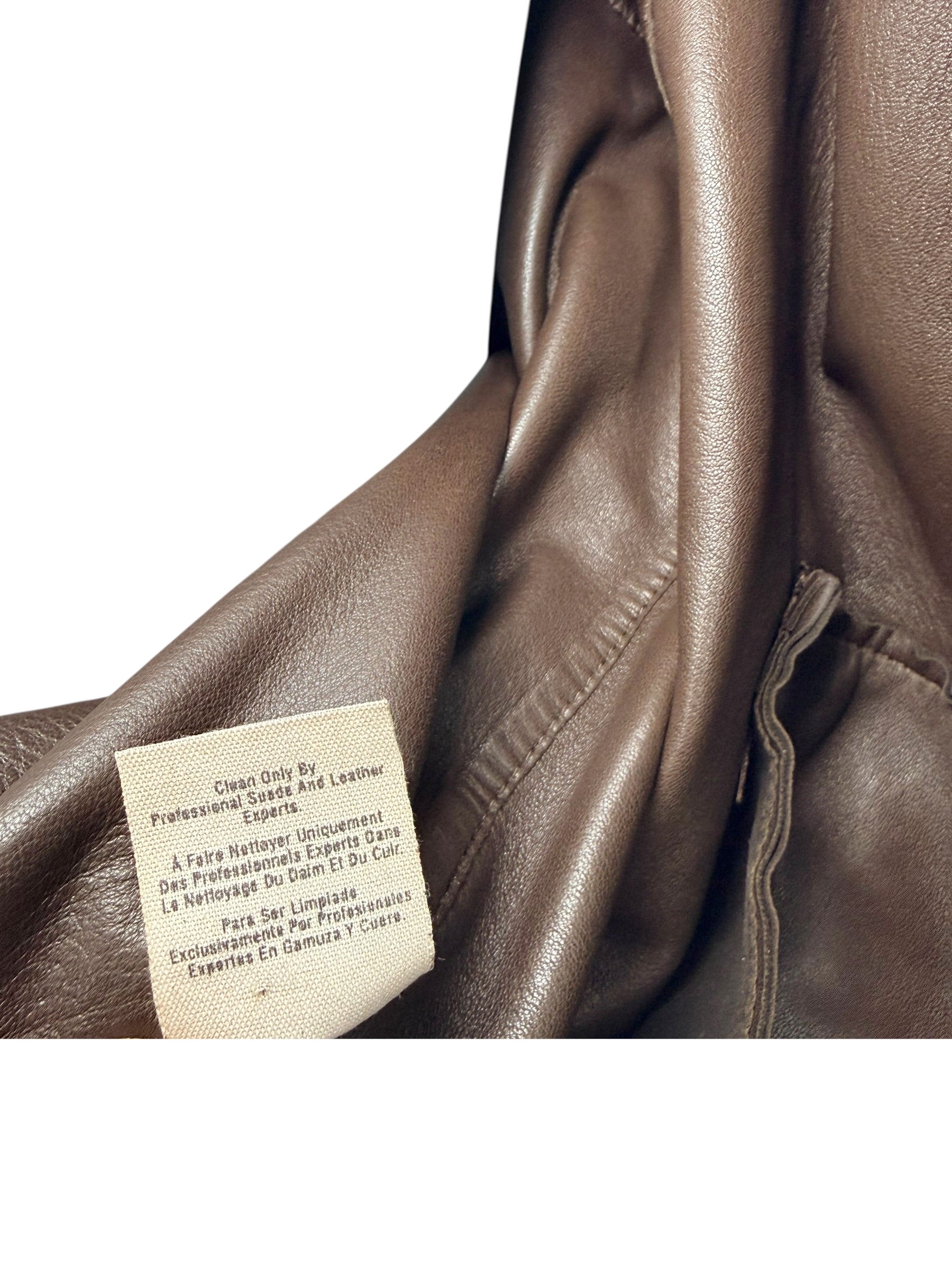 Vintage Donna Karan Leather Jacket XL Brown Made in Italy