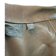 Vintage Donna Karan Leather Jacket XL Brown Made in Italy