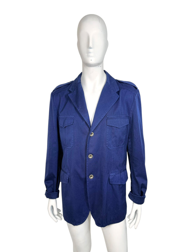 Vintage Gucci Blue Cotton Safari Jacket IT 58 XL