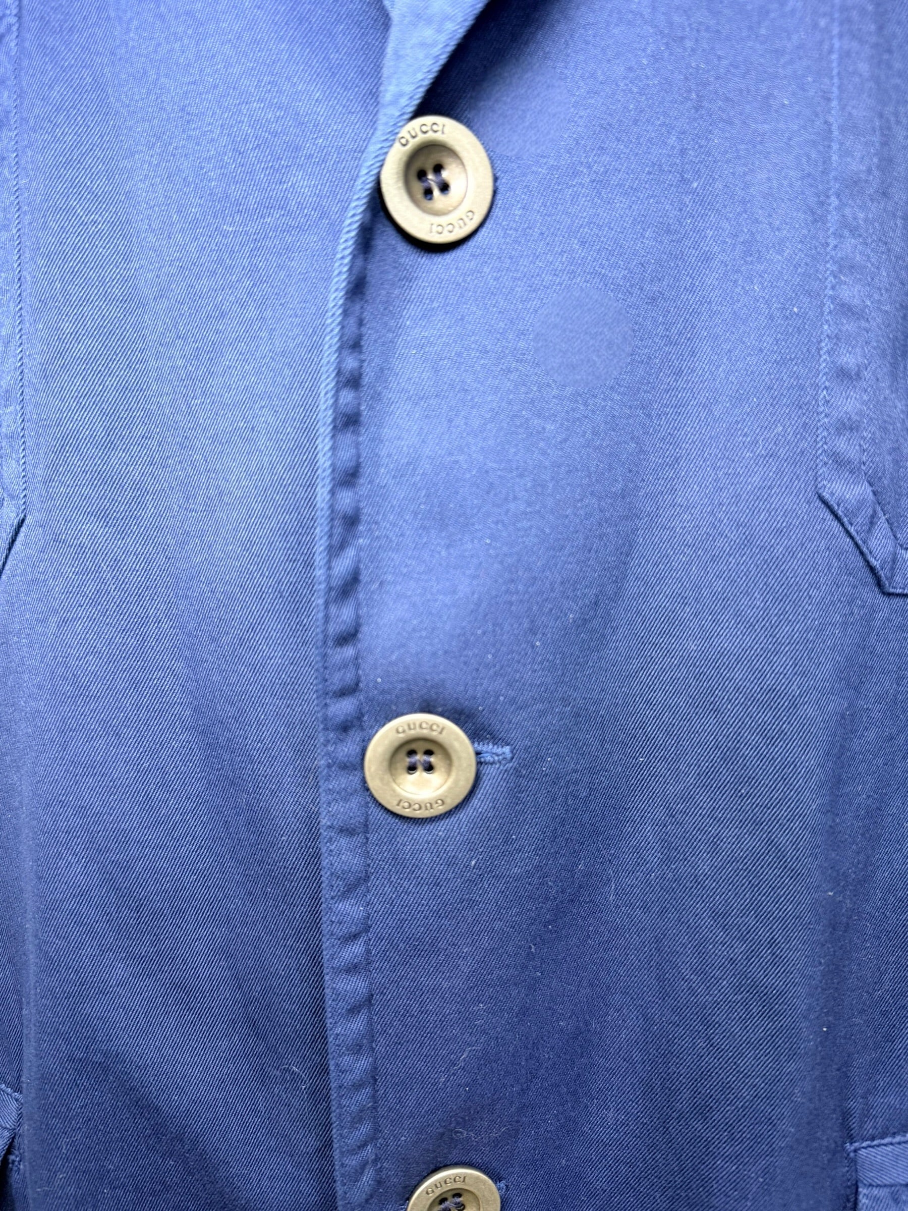 Vintage Gucci Blue Cotton Safari Jacket IT 58 XL
