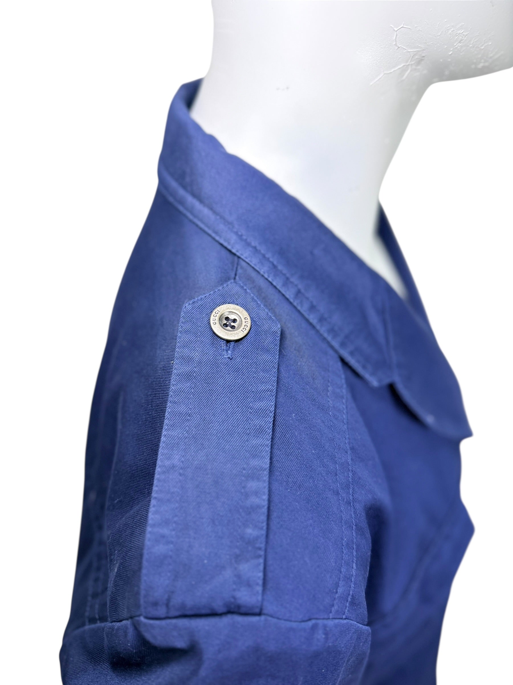 Vintage Gucci Blue Cotton Safari Jacket IT 58 XL