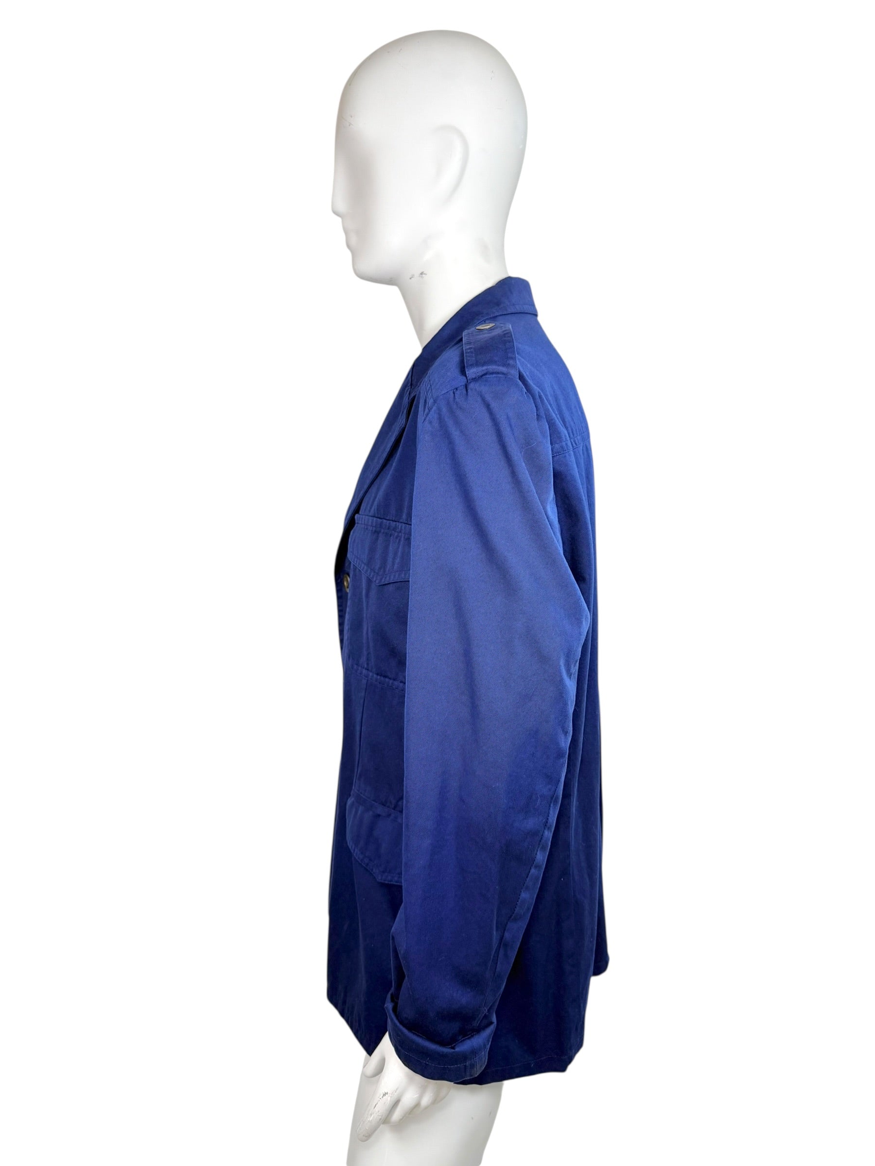 Vintage Gucci Blue Cotton Safari Jacket IT 58 XL