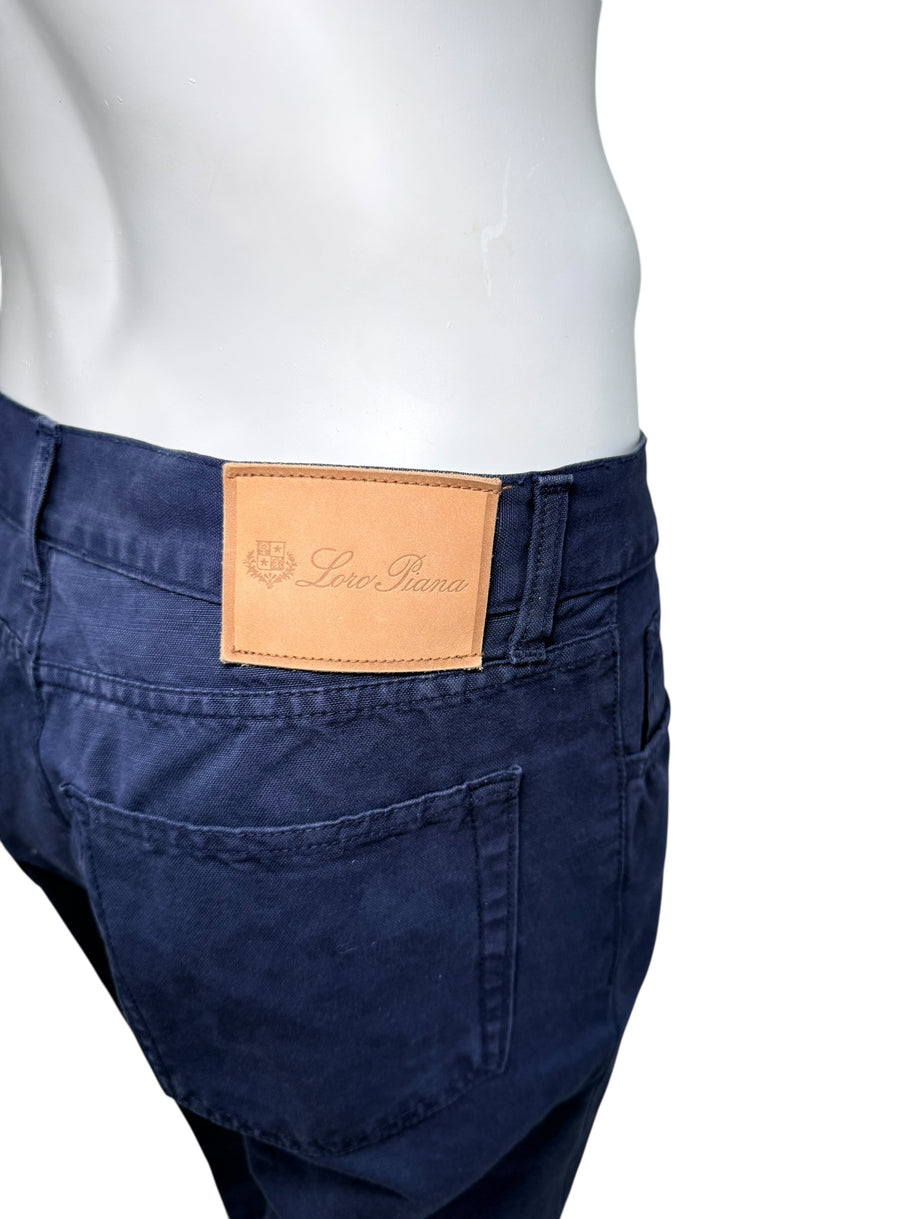 Loro Piana Navy Cotton Stretch Pants Mens 36 Italy